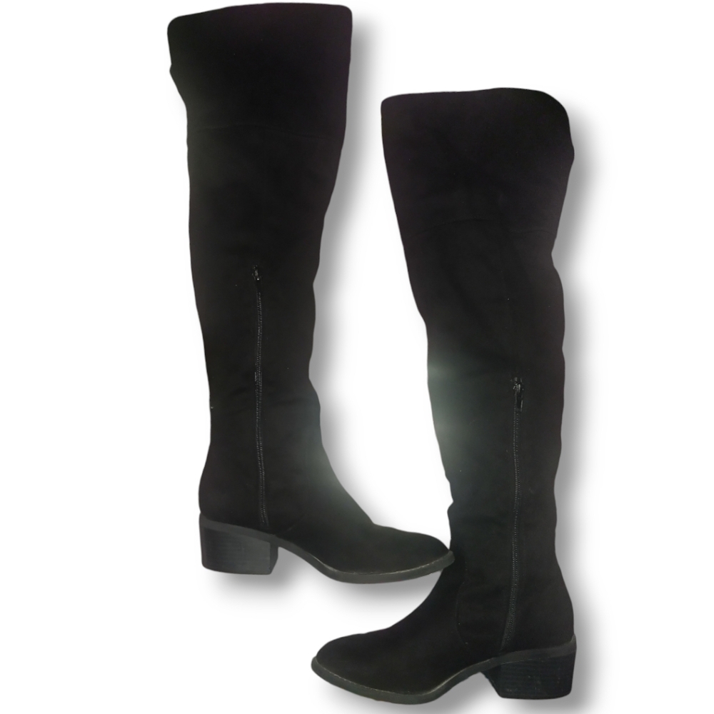 EXPRESS Over The Knee Faux Suede Boots - Black | Size 7 - Picture 3 of 16